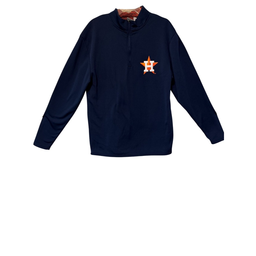 MLB Houston Astros Pullover‎ Mens Large Navy Blue Quarter Zip Logo Sport